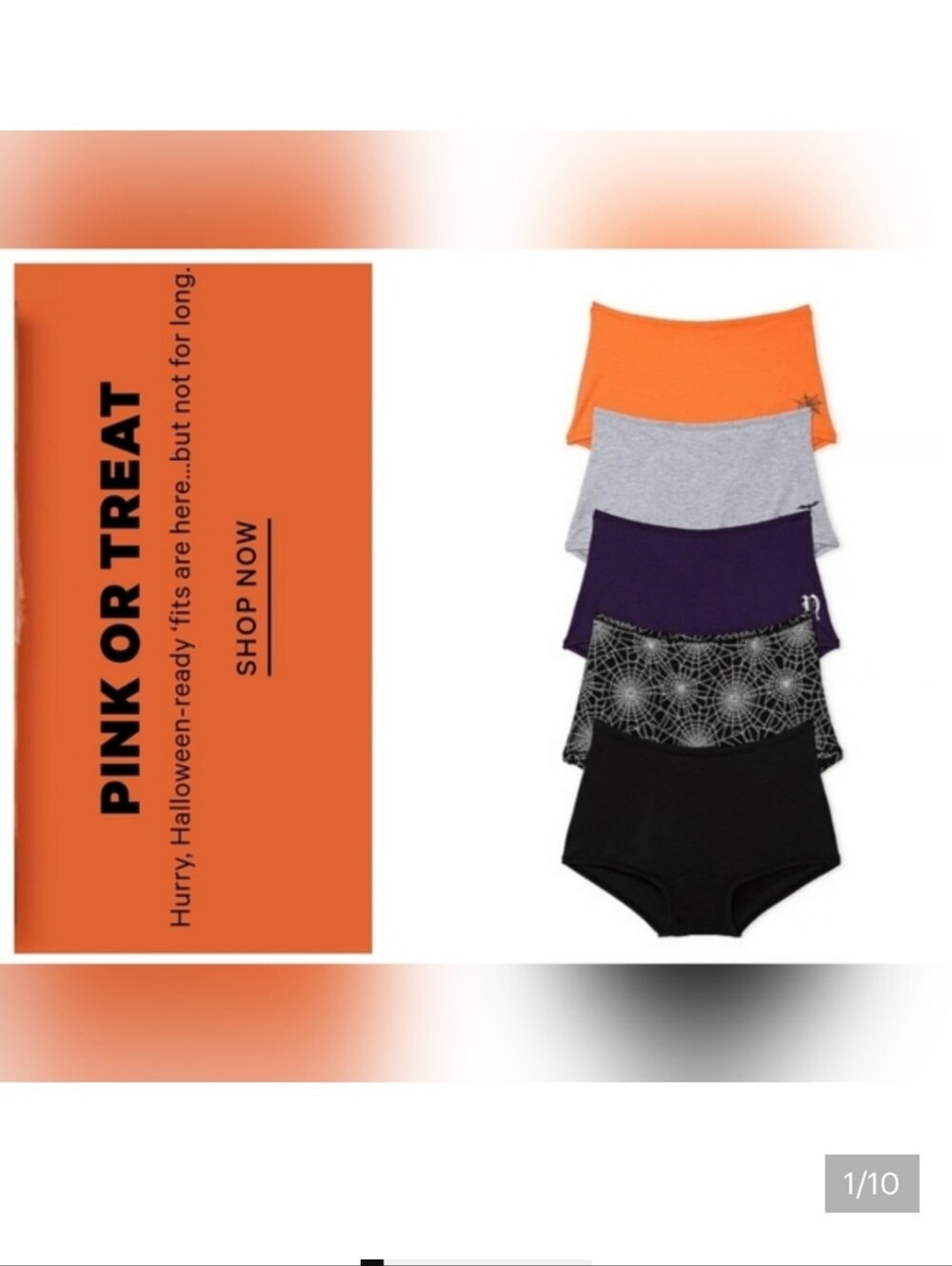 Victoria's secret pink 5 pack HALLOWEEN cotton boyshort panties XSMALL